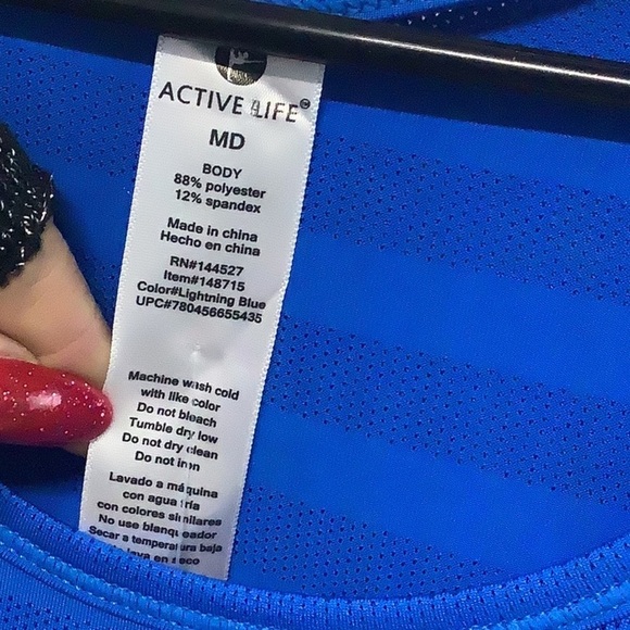 Active Life NEW - Sz M - Lightning Blue meshy-ish Gym work out cover sport shirt - Picture 6 of 7